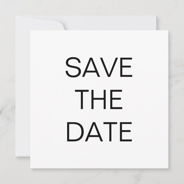 Reserva La Fecha Texto simple Boda blanco negro cuadrado (Anverso)