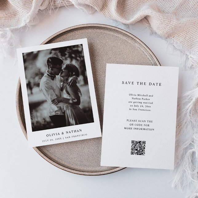 Reserva La Fecha Texto simple y elegante y foto | Código QR Boda (Subido por el creador)