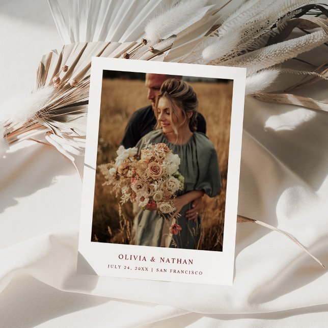 Reserva La Fecha Texto y foto en blanco y rojo oscuro | BODA (Subido por el creador)