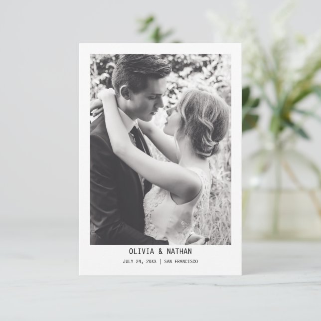 Reserva La Fecha  Texto y Foto Simple y Elegante | Boda  (Anverso de pie)