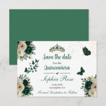 Tiara de Mariposa de Oro Esmeralda Quinceañera Gua