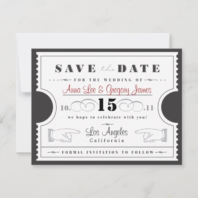 Reserva La Fecha Ticket Save the Date (Anverso)