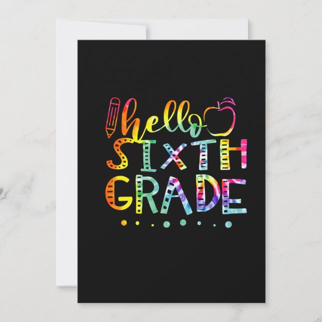 Reserva La Fecha Tie Dye Hello sixth th Grade Teacher (Anverso)
