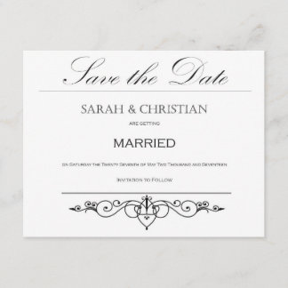 Reserva La Fecha Tie negro - Elegante - Boda - Guardar la fecha