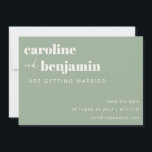 Reserva La Fecha Tierra Verde Salvia Minimalista Moderno Boda Simpl<br><div class="desc">Anuncia tu próxima boda con una sofisticación tranquila utilizando esta elegante tarjeta de Save the Date. Con un fondo de verde salvia suave y tipografía blanca en negrita combinada con delicados acentos de escritura, este diseño es perfecto para parejas que planean una boda minimalista, inspirada en la naturaleza o de...</div>