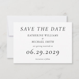 Reserva La Fecha Timeless Elegant White Wedding Save The Date Card