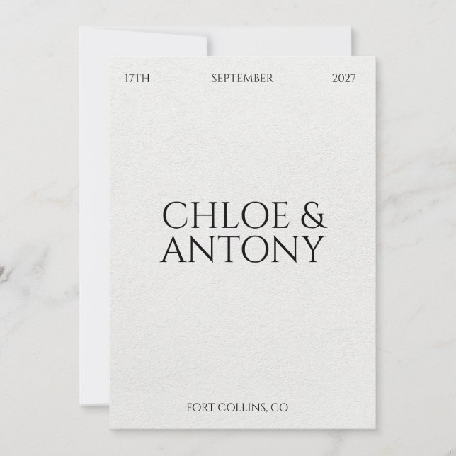 Reserva La Fecha Timeless, Save The Date (Anverso)