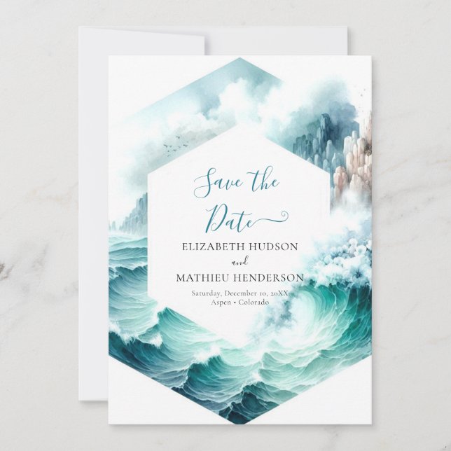 Reserva La Fecha Tipografía Boda Náutico Encantador (Anverso)