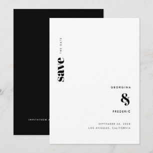 Reserva La Fecha Tipografía de Boda Ultra Minimalista Blanco y Negr