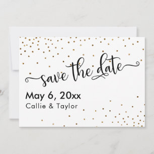 Reserva La Fecha Tipografía de Confeti Dorado Save the Date