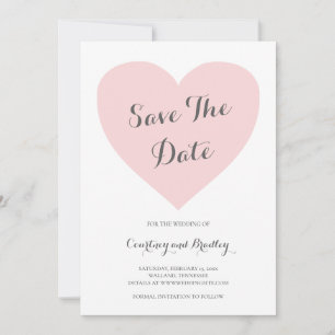 Reserva La Fecha Tipografía de corazón pastel rosa lindo para boda