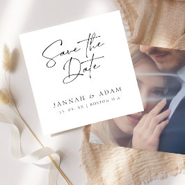 Reserva La Fecha Tipografía de guión en blanco y negro Foto Boda