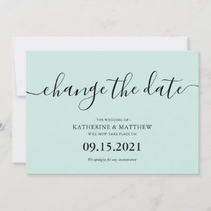Reserva La Fecha Tipografía de Pincel de Menta Boda Reprogramada