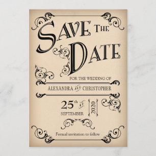 Reserva La Fecha Típografía De Tinta Vintage Swirls Fotografía Guar