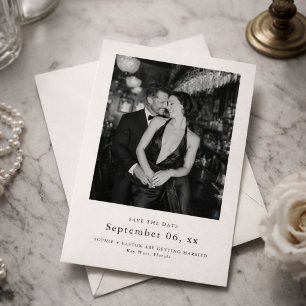 Reserva La Fecha Tipografía elegante foto de boda en blanco y negro