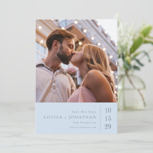 Reserva La Fecha Tipografía elegante minimalista foto boda azul