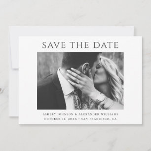 Reserva La Fecha Tipografía en negro y blanco. Foto de boda minimal
