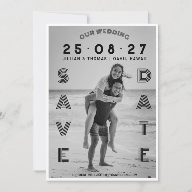 Reserva La Fecha Tipografía Letrado Foto Personalizada Boda  (Anverso)