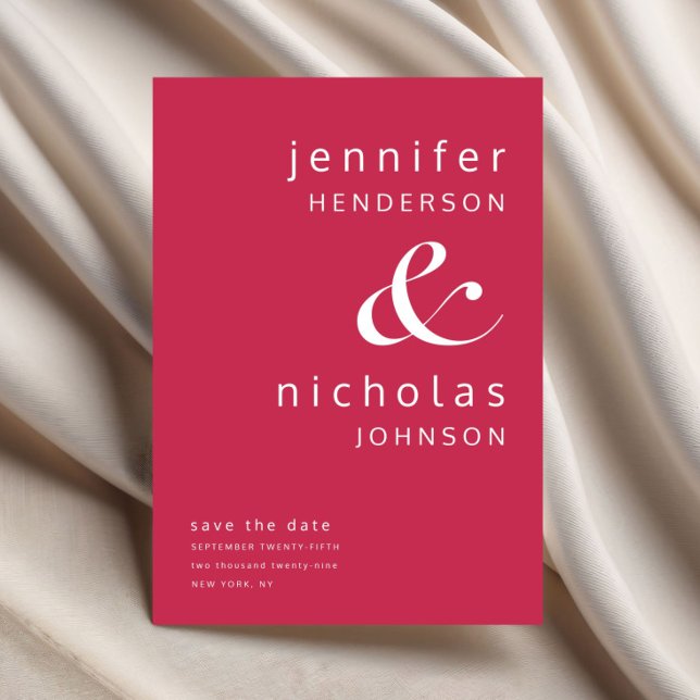 Reserva La Fecha Tipografía magenta moderna (Modern Magenta Ampersand Typography Save The Date)