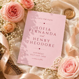 Reserva La Fecha Tipografía Mínima Rosa Rojo Rubor Boda