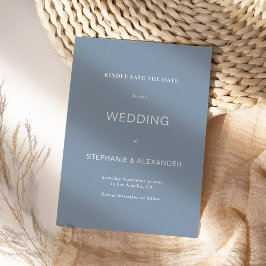 Reserva La Fecha Tipografía minimalista Boda azul turbio