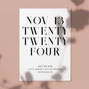 Reserva La Fecha Tipografía minimalista en blanco y negro. Boda lim