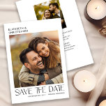Reserva La Fecha Tipografía Minimalista moderna 2 Foto Guardar la f<br><div class="desc">Esta moderna tarjeta de guardar la fecha presenta un diseño minimalista que ofrece espacio para dos fotos. El texto elegante aparece sobre un fondo blanco limpio. El texto personalizado,  en la parte posterior,  le permite añadir los detalles de su boda.</div>