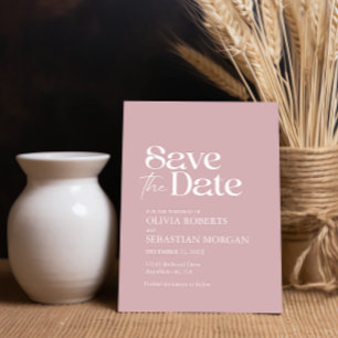 Reserva La Fecha Tipografía Minimalista moderna Rosa Boda duro