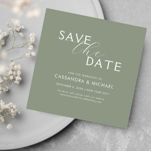 Reserva La Fecha Tipografía minimalista simple de boda en verde sal