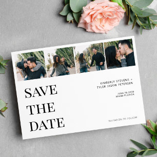 Reserva La Fecha Tipografía moderna 4 boda de collage de fotografía