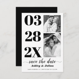 Reserva La Fecha Tipografía moderna en blanco y negro dos fotos