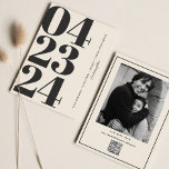 Reserva La Fecha Tipografía retro Vintage Número de B&W Foto Código<br><div class="desc">Tipografía Fotografía artística simple Código Qr</div>