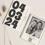 Reserva La Fecha Tipografía retro Vintage Número de B&W Foto Código<br><div class="desc">Tipografía Fotografía artística simple Código Qr</div>