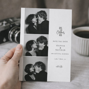 Reserva La Fecha Tira de cabina de fotos en blanco y negro para sal