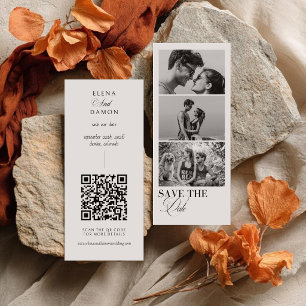 Reserva La Fecha Tira de fotos de caligrafía elegante con código QR