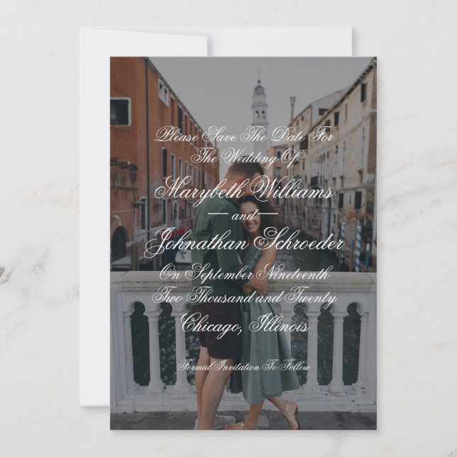 Reserva La Fecha Toile & Calligraphy Save the Date Photo Card (Anverso)