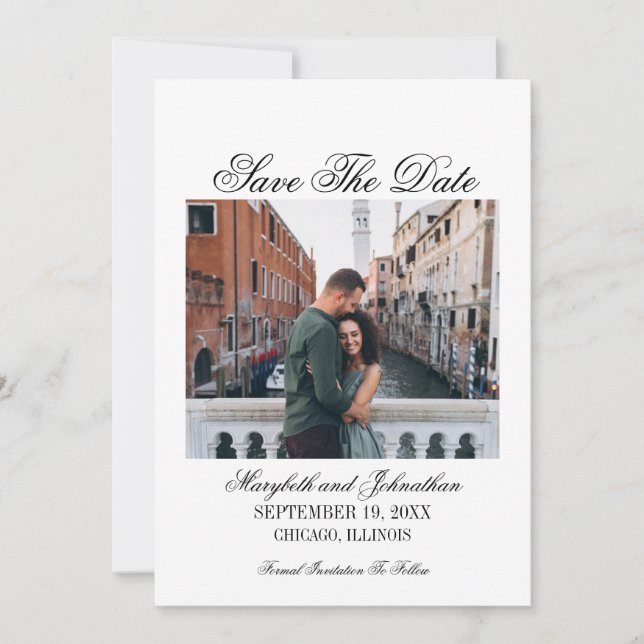 Reserva La Fecha Toile & Calligraphy Save the Date Photo Card (Anverso)