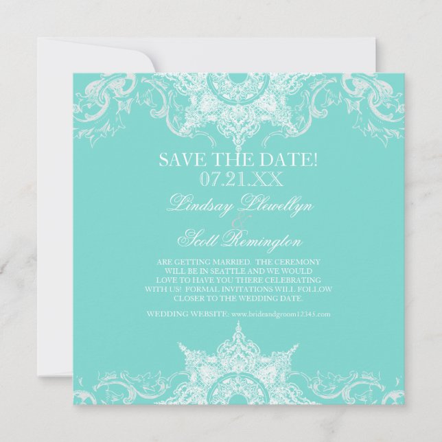 Reserva La Fecha Toile Damask Remolino Save the Dates (Anverso)