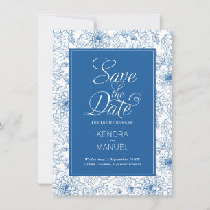 Reserva La Fecha Toile Floral Azul Francés Chinoiserie Boda