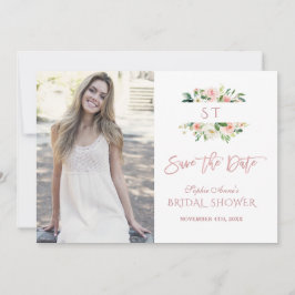 Reserva La Fecha Tono Rosa Floral Rosa Dorado Foto Bridal Shower