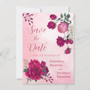 Reserva La Fecha Tonos del boho floral moderno rosa rosa magenta