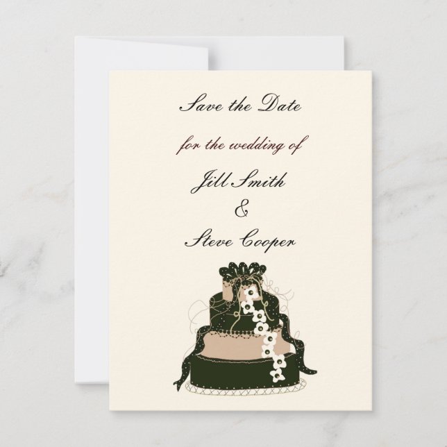 Reserva La Fecha Torta De Boda De Chocolate Save the Date (Anverso)