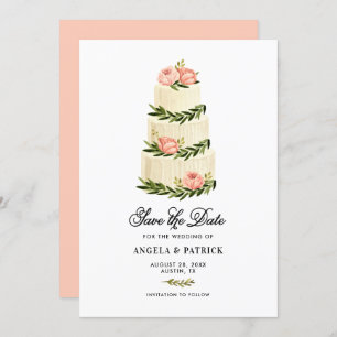 Reserva La Fecha Torta de Niveles Rústicos de Acuarela