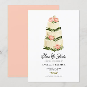 Reserva La Fecha Torta por niveles rústica acuarela