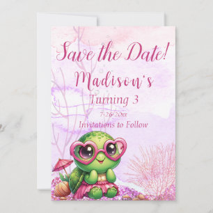 Reserva La Fecha Tortuga, tercer cumpleaños, bajo el mar