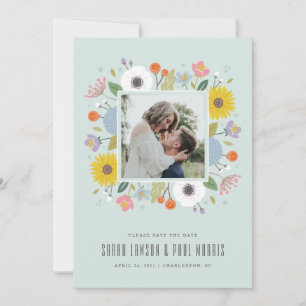 Reserva La Fecha Trellis Flower Frame Save the Date - Verde menta