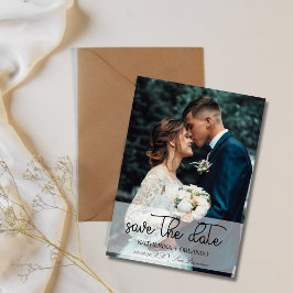 Reserva La Fecha Trendy Black and White Full Photo Art Wedding