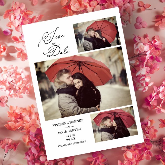 Reserva La Fecha Trendy Collage 3 Photos Wedding Engaged Couple (Subido por el creador)