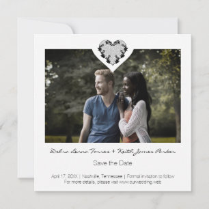 Reserva La Fecha Trendy Ornamental Heart Black Lace Wedding