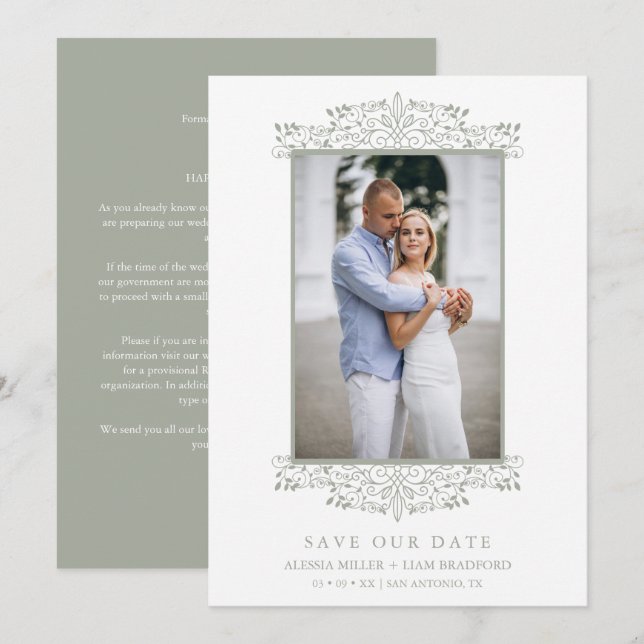 Reserva La Fecha Trendy Photo Chic Ornament Sophisticated Wedding (Anverso / Reverso)